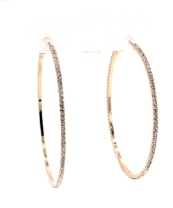 Rhinestone Super Big Hoop Earrings EH910185 Gold
